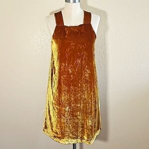 LOFT Velvet Midi Yellow Dress